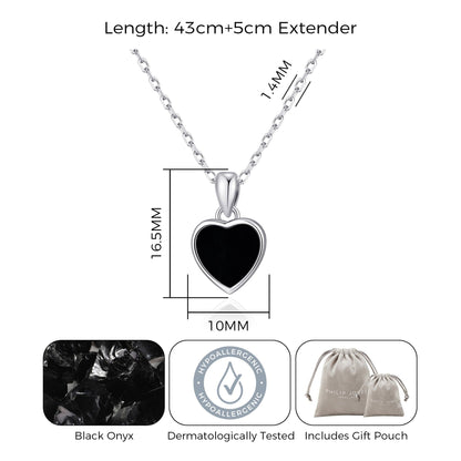 Black Onyx Gemstone Heart Necklace