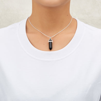 Black Onyx Genuine Gemstone Necklace