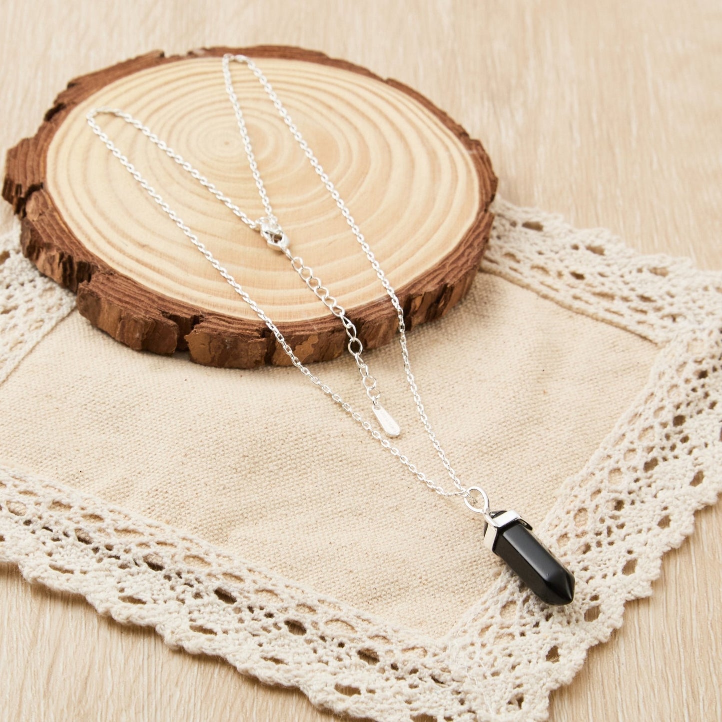 Black Onyx Genuine Gemstone Necklace