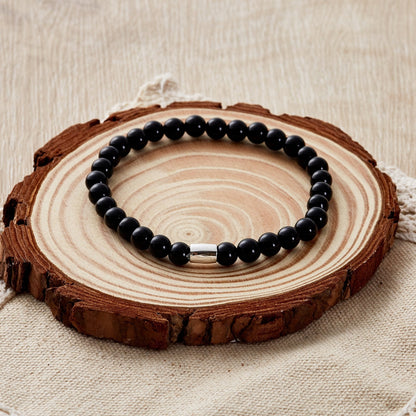 Black Onyx Gemstone Stretch Bracelet for Women