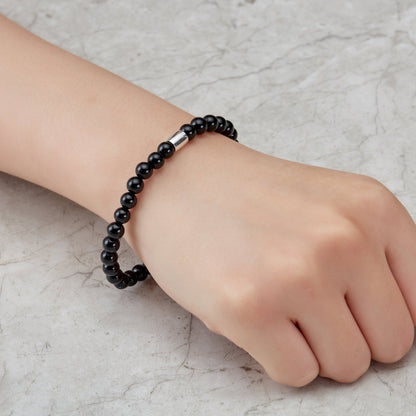 Black Onyx Gemstone Stretch Bracelet for Women