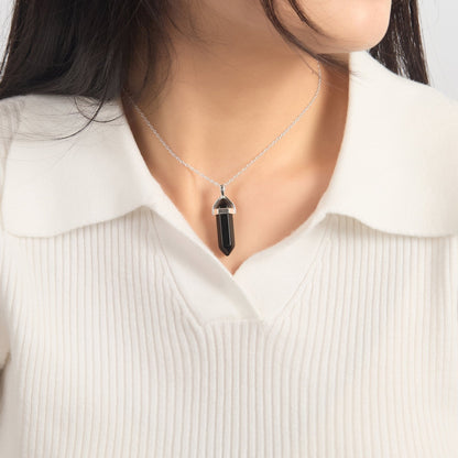 Black Onyx Genuine Gemstone Necklace