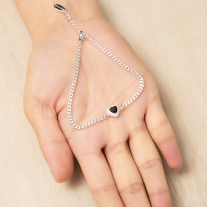 Black Onyx Heart Gemstone Bracelet with Quote Card Created with Zircondia® Crystals