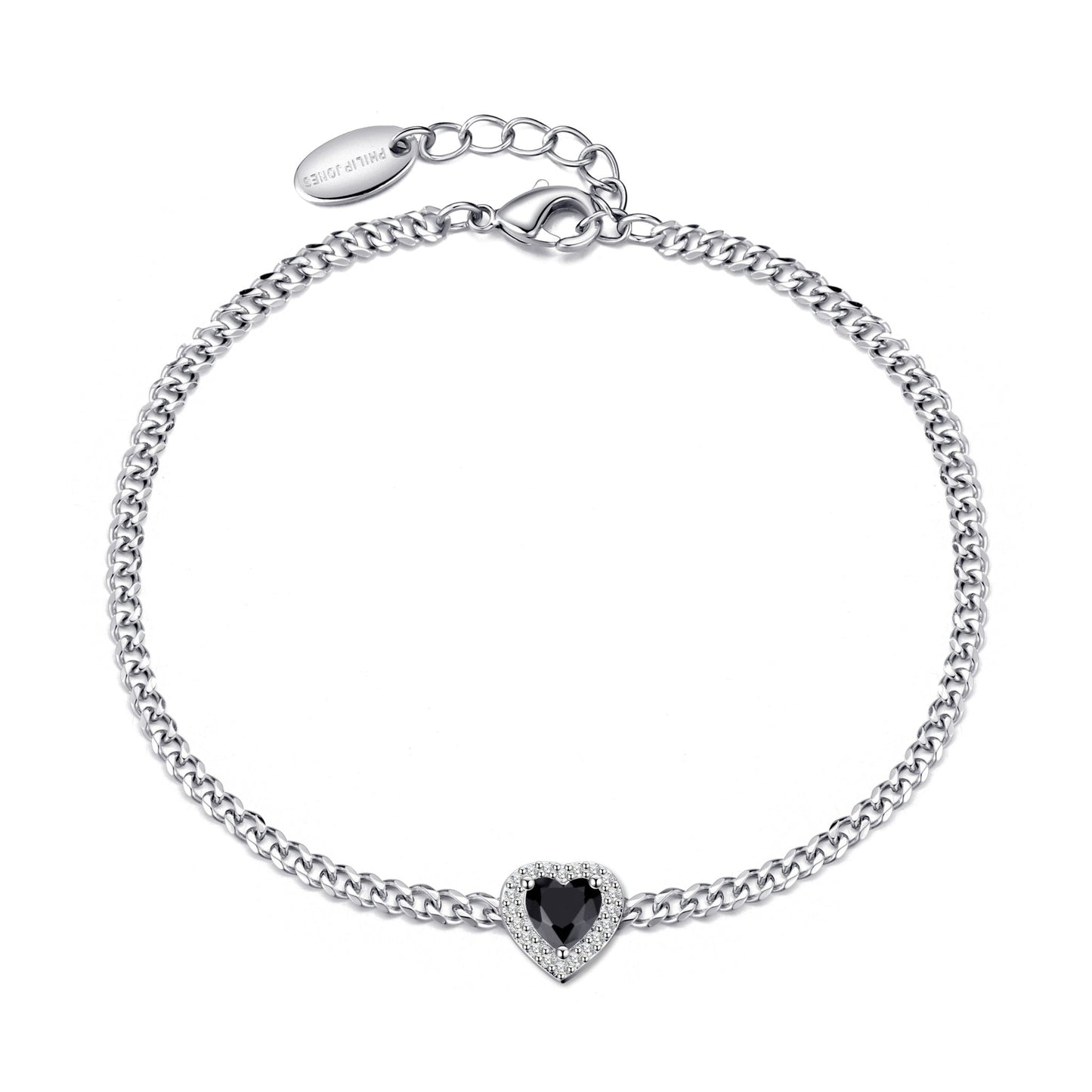 Black Onyx Heart Gemstone Bracelet with Quote Card Created with Zircondia® Crystals