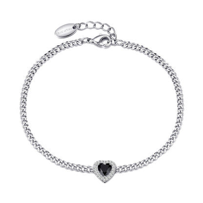 Black Onyx Heart Gemstone Bracelet with Quote Card Created with Zircondia® Crystals