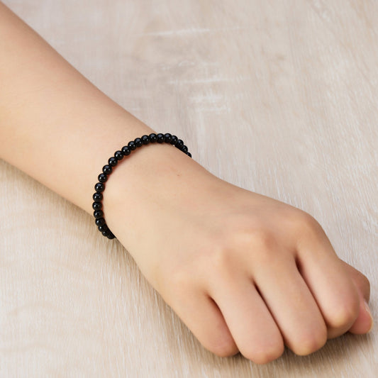 Black Onyx Mini Beaded Gemstone Stretch Bracelet