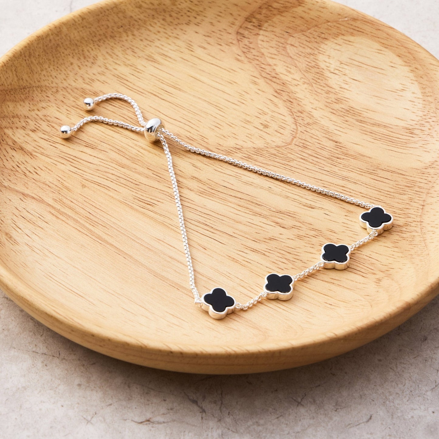 Black Onyx Multi Clover Friendship Bracelet