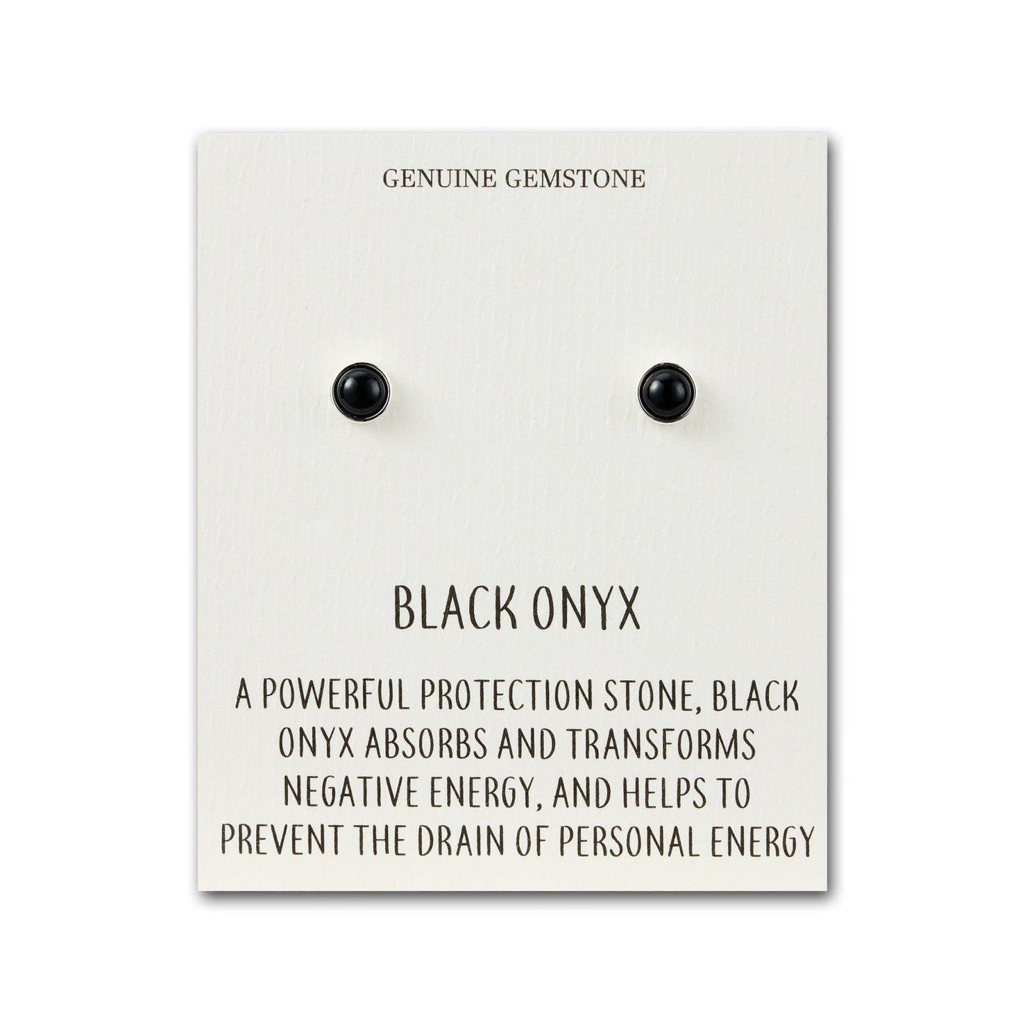 Black Onyx Stud Earrings with Quote Card
