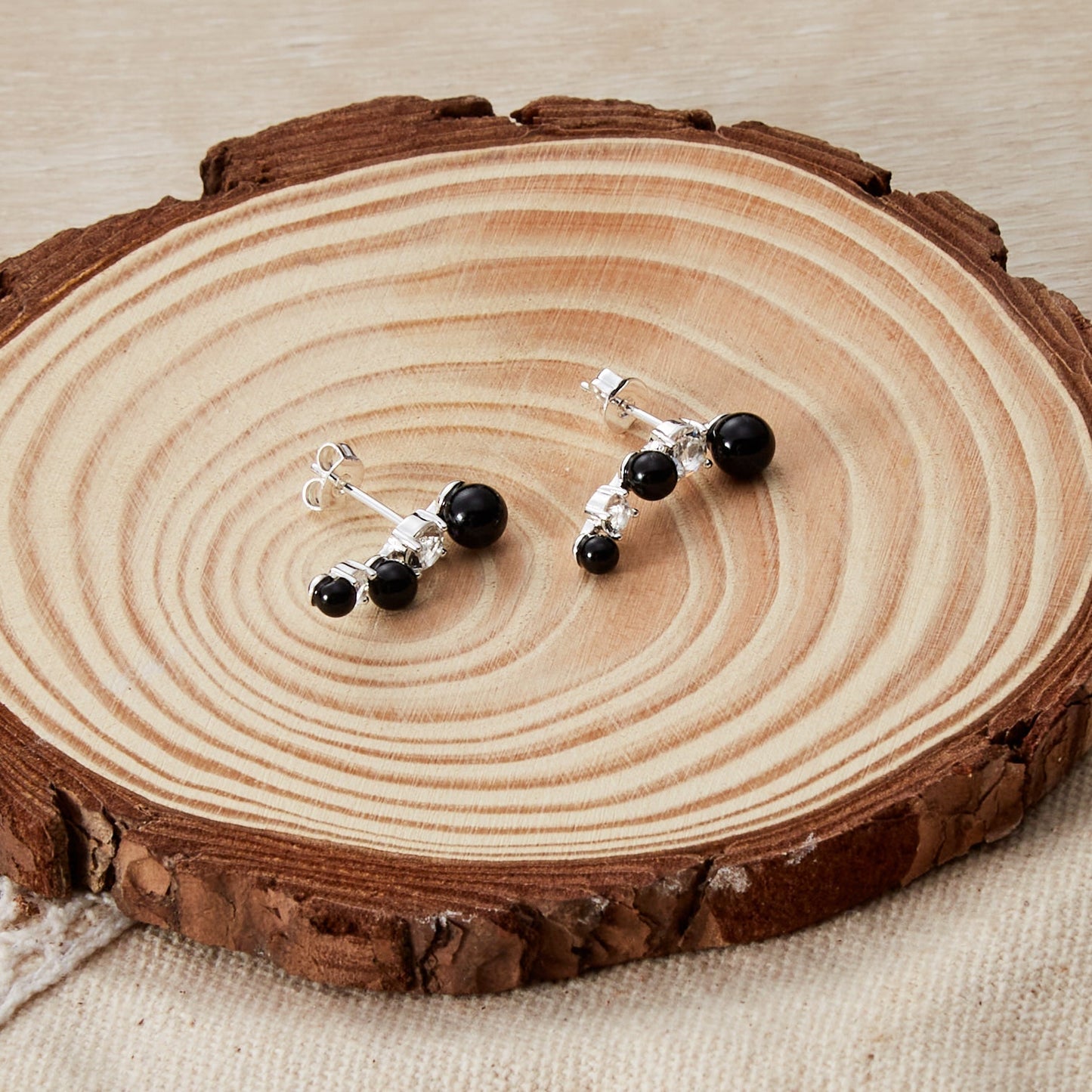 Black Pearl Climber Earrings Created with Zircondia® Crystals