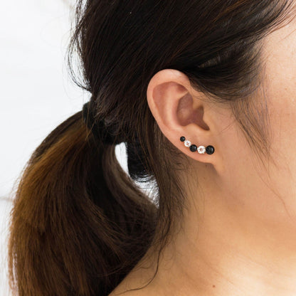 Black Pearl Climber Earrings Created with Zircondia® Crystals