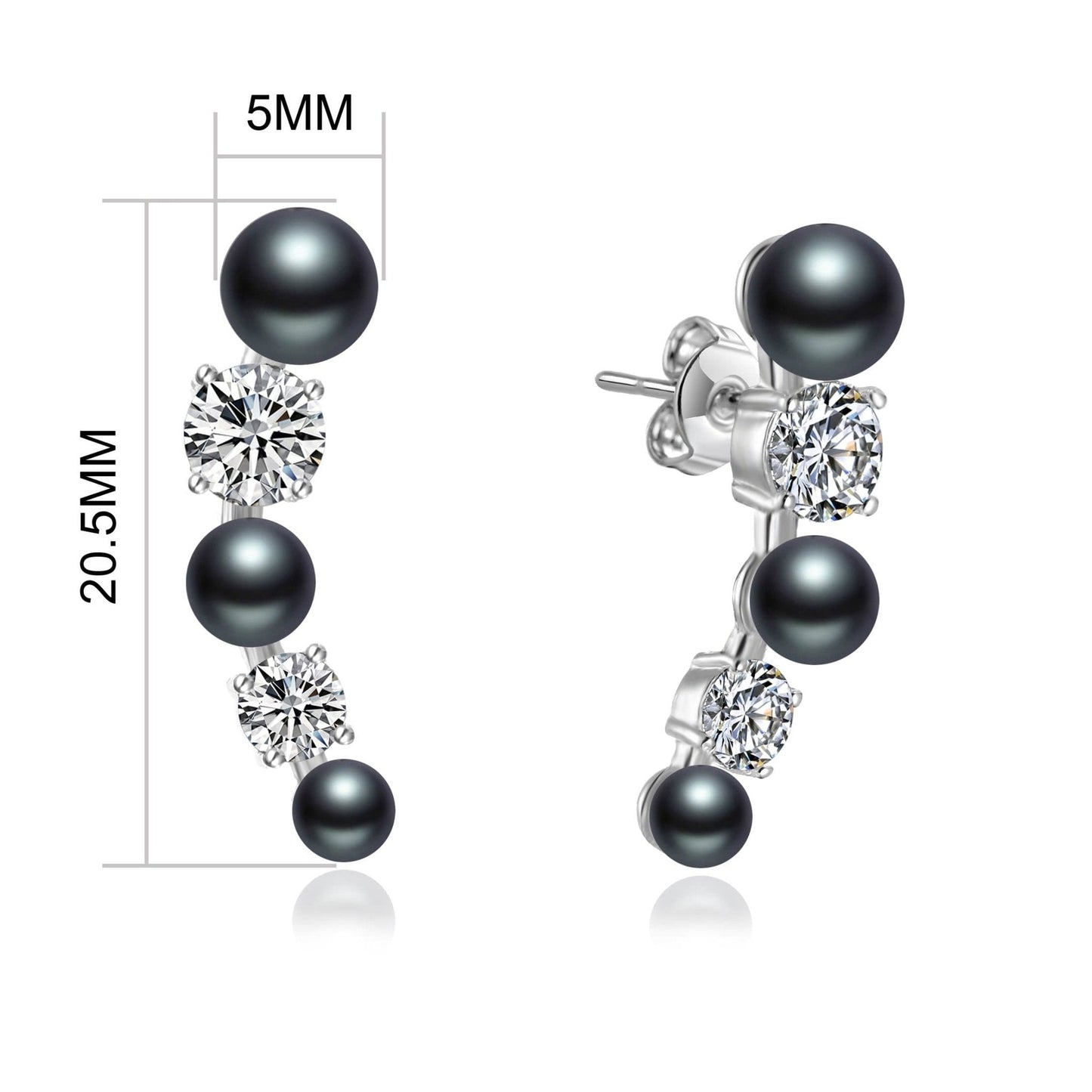 Black Pearl Climber Earrings Created with Zircondia® Crystals