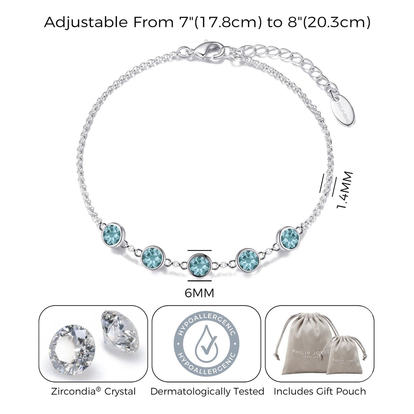 Blue Crystal Chain Bracelet Created with Zircondia® Crystals