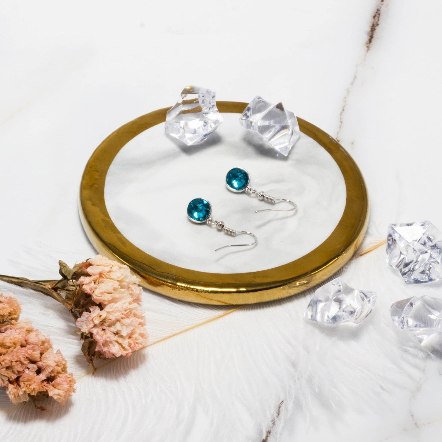 Blue Crystal Drop Earrings Created with Zircondia® Crystals