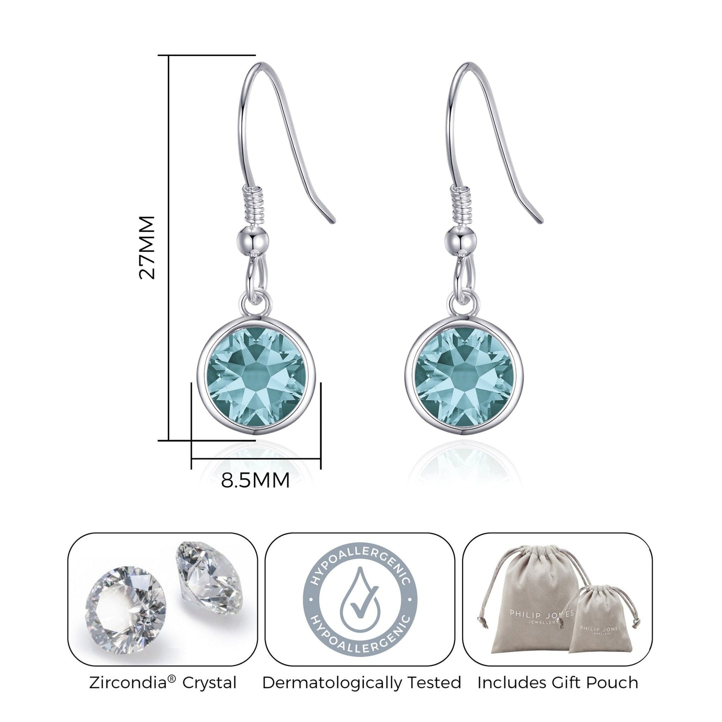 Blue Crystal Drop Earrings Created with Zircondia® Crystals