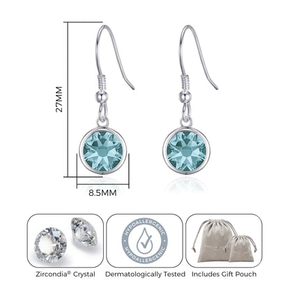 December Birthstone Drop Earrings Created with Blue Topaz Zircondia® Crystals