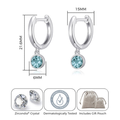 December Birthstone Hoop Earrings Created with Blue Topaz Zircondia® Crystals