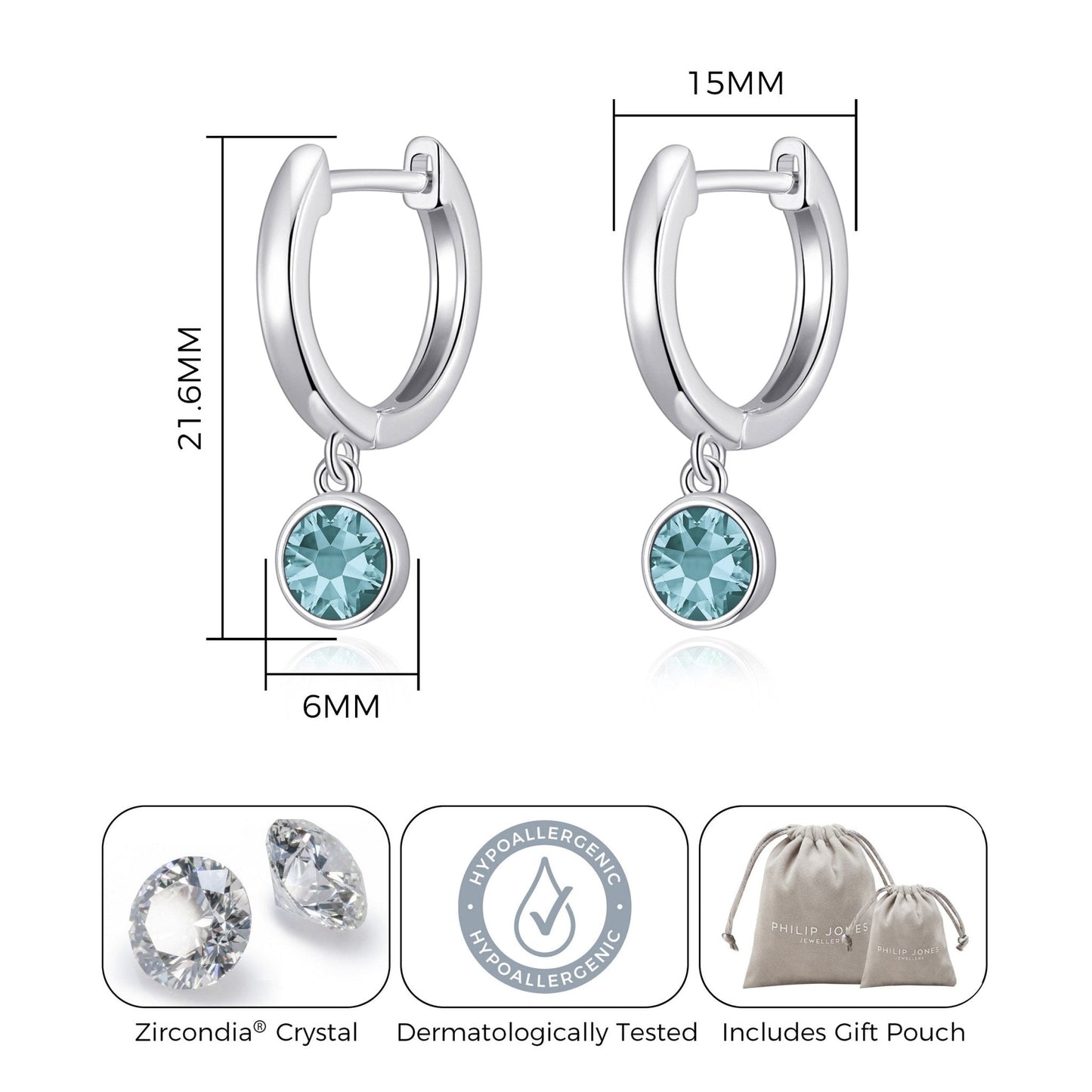 Blue Crystal Hoop Earrings Created with Zircondia® Crystals
