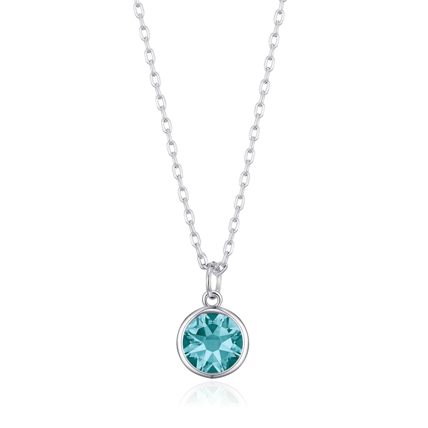 Collier pierre de naissance de décembre (topaze bleue) créé avec des cristaux Zircondia®