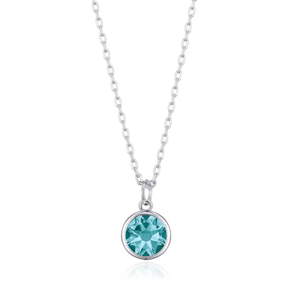 Collier pierre de naissance de décembre (topaze bleue) créé avec des cristaux Zircondia®