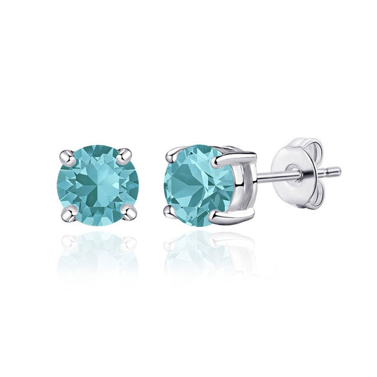 Blue Stud Earrings Created with Zircondia® Crystals