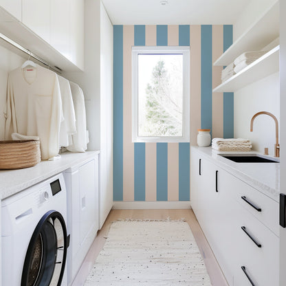 STATELY STRIPE CORNFLOWER BLUE WALLPAPER