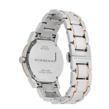 Montre femme Burberry BU9105 The City argent et or rose