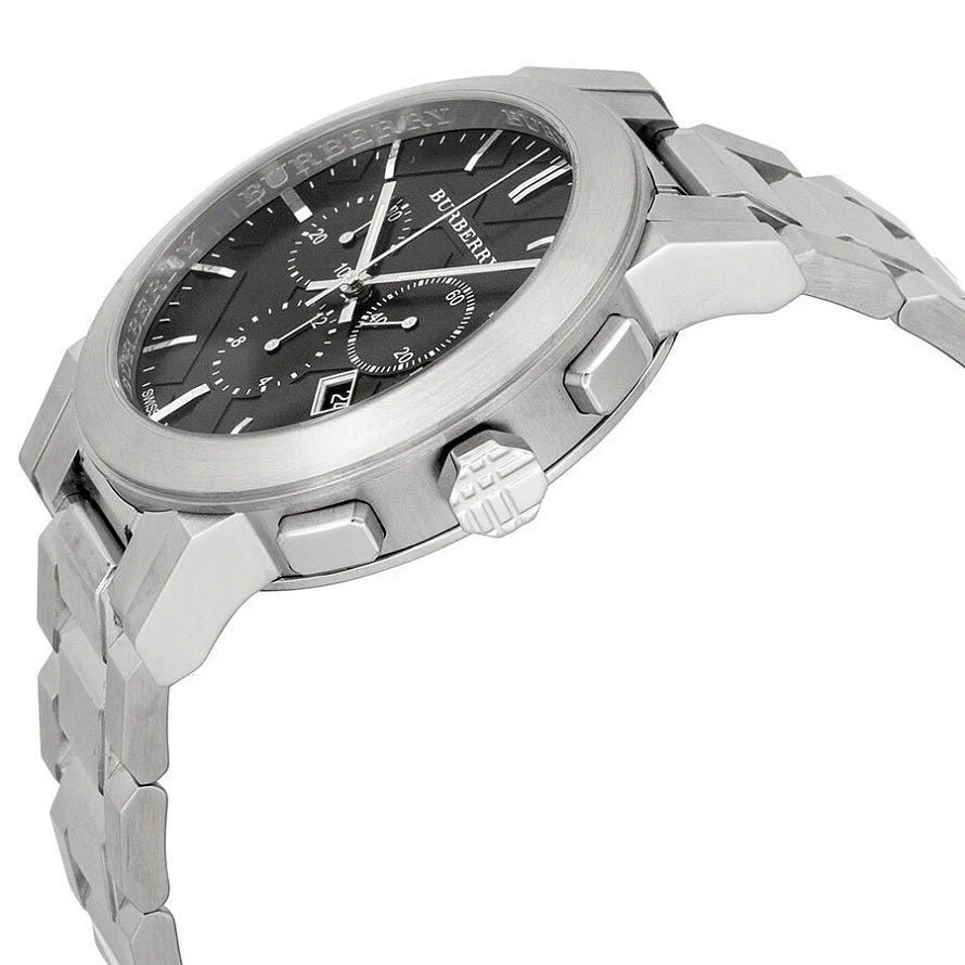 Montre chronographe Burberry BU9351 The City pour homme, argent et noir