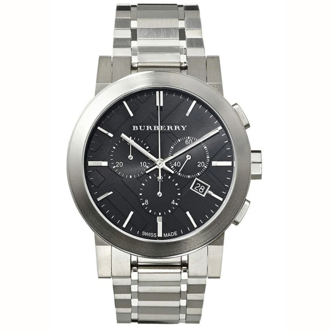 Montre chronographe Burberry BU9351 The City pour homme, argent et noir