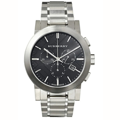 Montre chronographe Burberry BU9351 The City pour homme, argent et noir