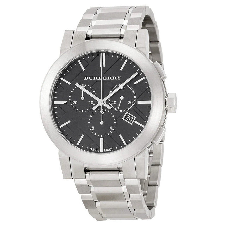 Montre chronographe Burberry BU9351 The City pour homme, argent et noir
