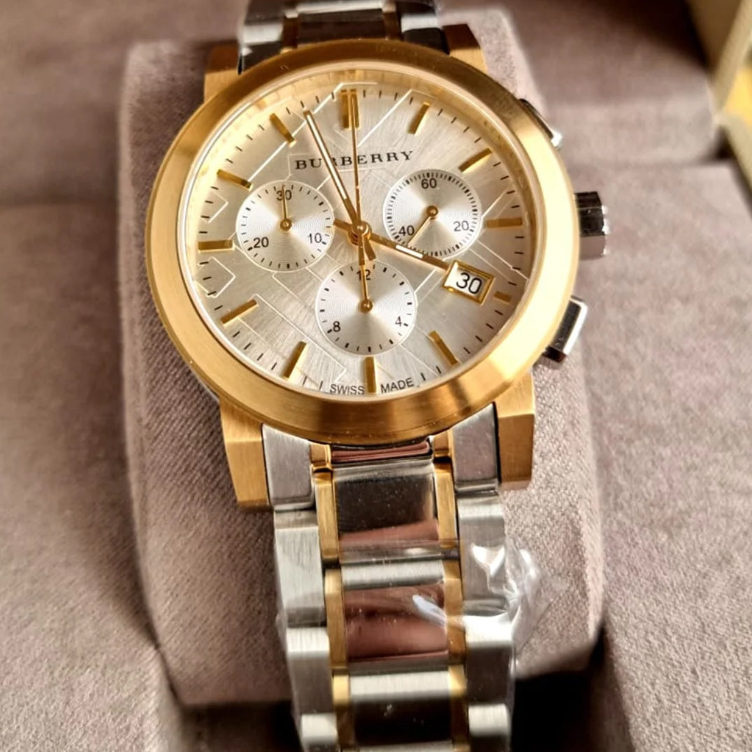 Montre chronographe bicolore unisexe Burberry BU9751 The City