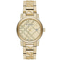 Burberry Unisex Watch The City Engraved 38mm Checked Gold BU9038