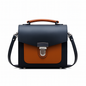 Handmade Leather Two Tone Sugarcube Handbag - Black & Burnt Orange