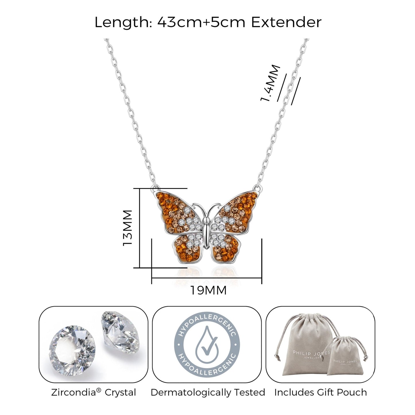 Butterfly Necklace with Zircondia® Crystals
