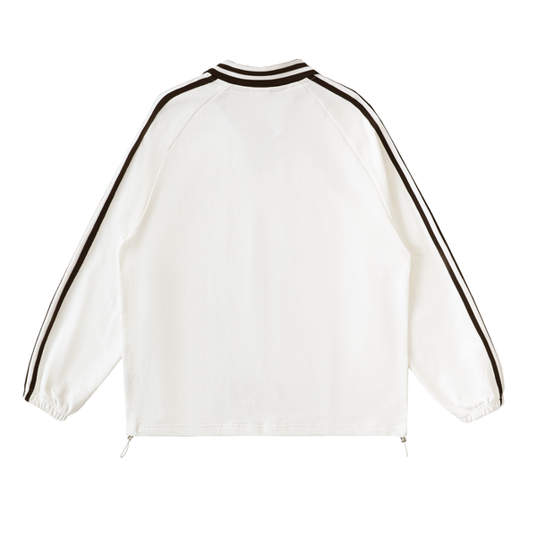 Contrast Striped Lapel Collar Sweatshirt