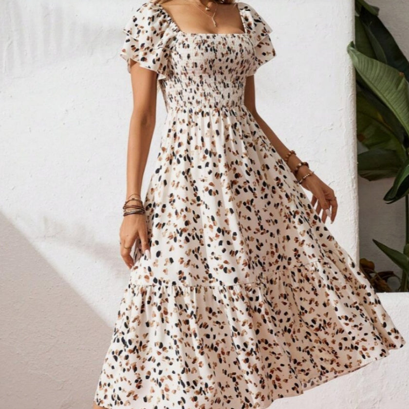 Women’s Halter Ruffle Print Dress