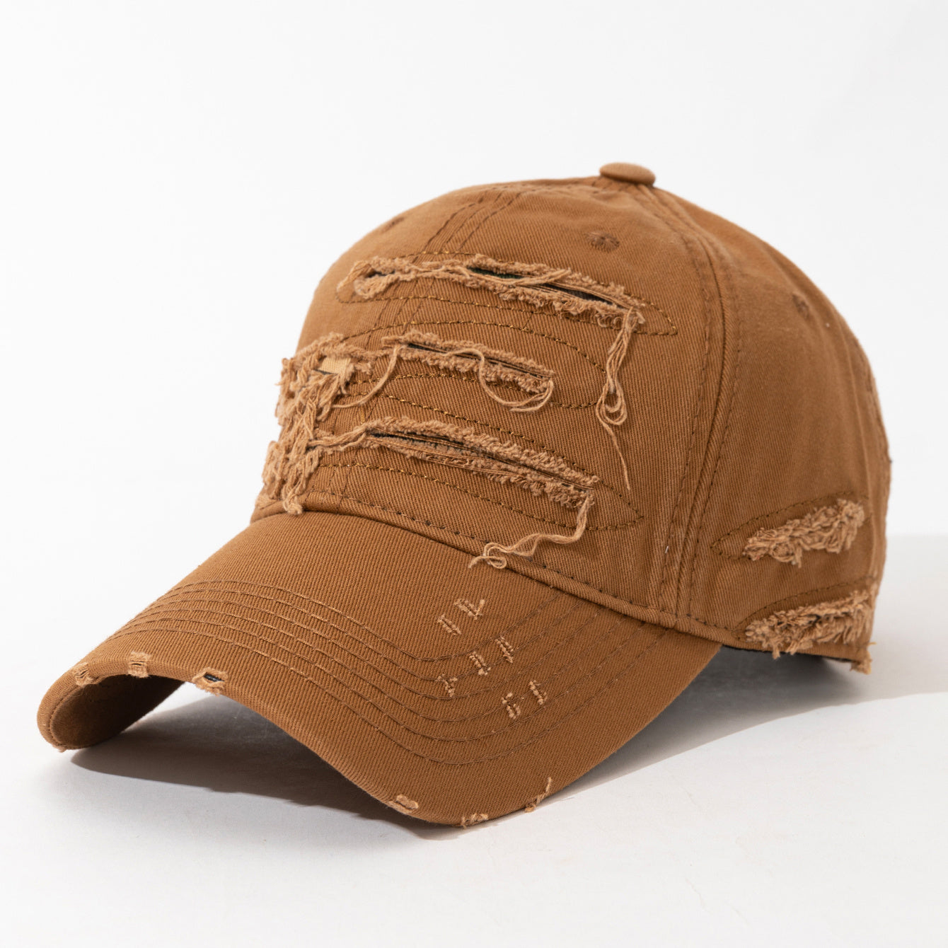 Casquette de baseball légère et réglable avec texte brodé au dos, tissu multicouche effet vieilli –