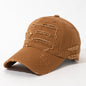 Casquette de baseball légère et réglable avec texte brodé au dos, tissu multicouche effet vieilli –