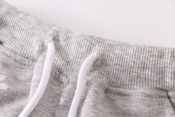 Girls Daisy Print Shorts - Light Gray