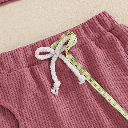 Girls Embroidery Waffle Suit