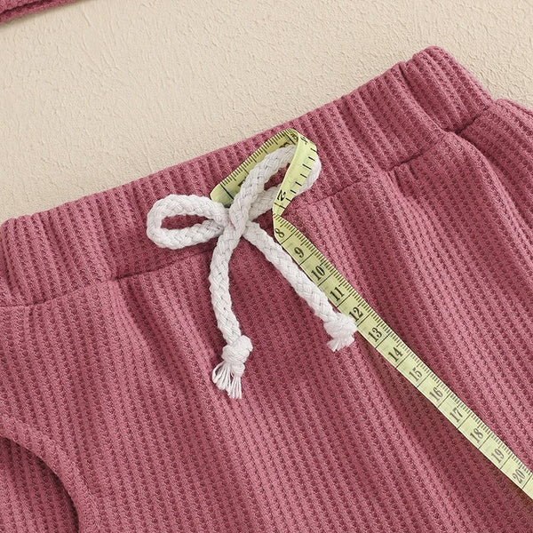 Girls Embroidery Waffle Suit