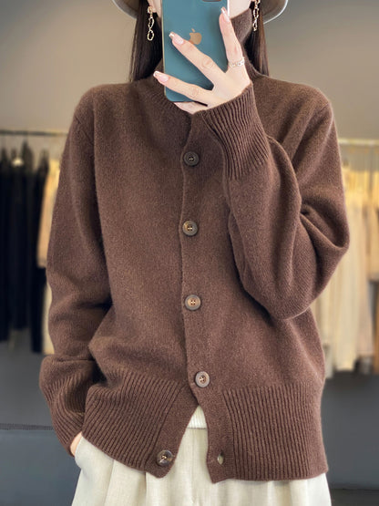 Turtleneck Wool Women's Cardigan Sweater