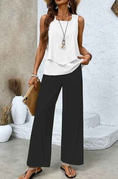Womens Sleeveless Vest And Pants suits