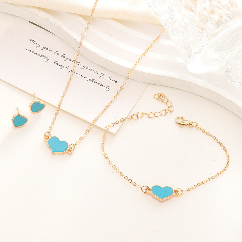 Heart Necklace Suit Jewelry Set