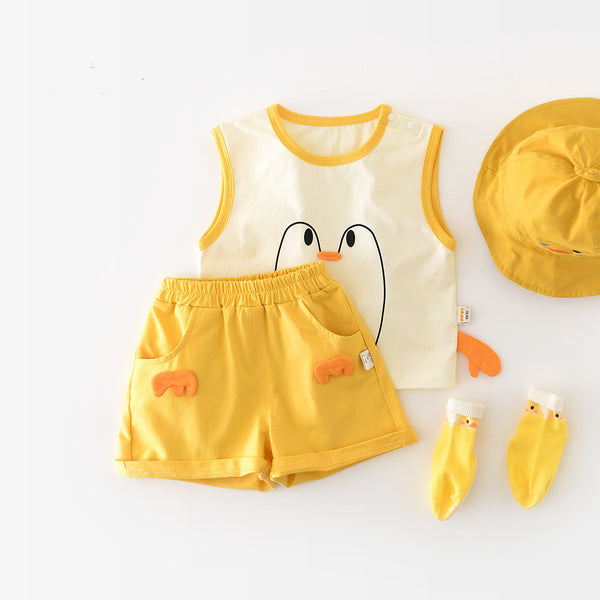 Infant Goose-Print Vest and Shorts Set