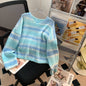 Dopamine Color Stripes Collar Sweater Women
