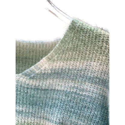 Dopamine Color Stripes Collar Sweater Women