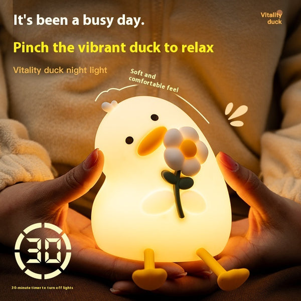 Vitality Flower Duck Small Usb Bedroom Bedside Decoration Night Light