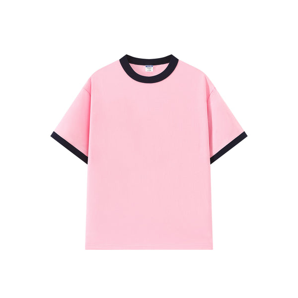 Contrast-color Short-sleeve Crew Neck Spliced Color