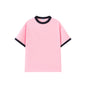 Contrast-color Short-sleeve Crew Neck Spliced Color